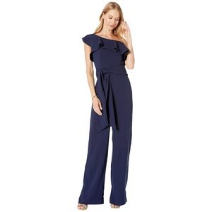 Lilly Pulitzer Lyla One Shoulder Ruffle Navy Blue Jumpsuit New with Tags